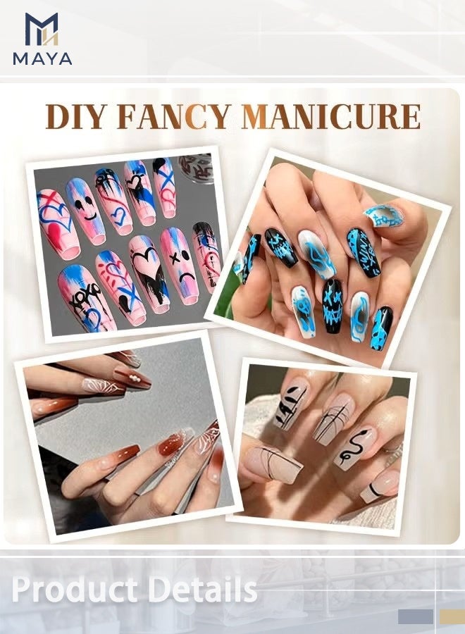 مايا مجموعة أقلام تزيين الأظافر بـ 12 لونًا، أقلام جديدة لتزيين الأظافر الجل، قلم تحديد وتلوين الأظافر، أدوات تزيين الأظافر للرسم والتلوين والتحديد (مجموعة واحدة) - Image 5